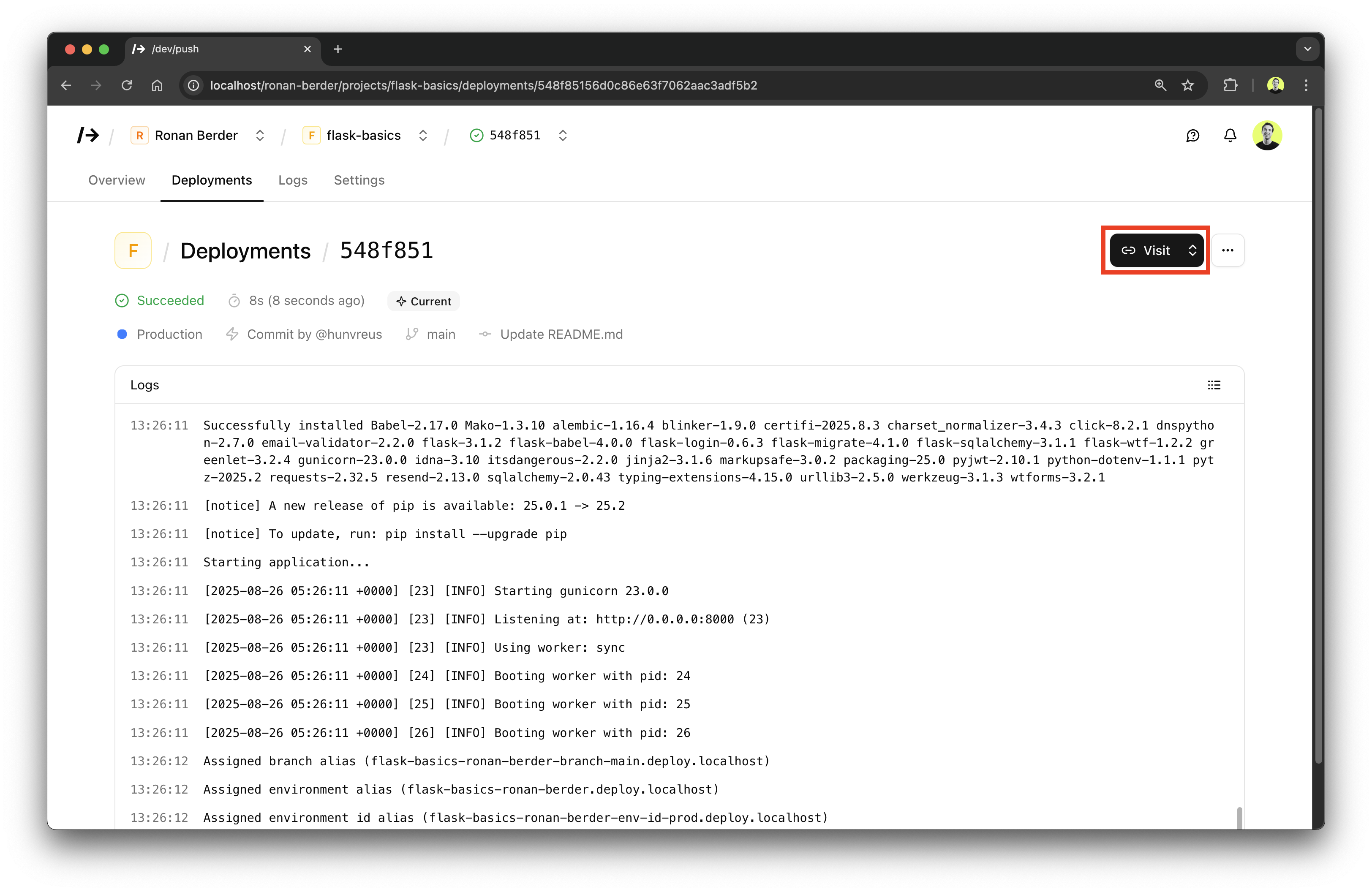Visit deployed app